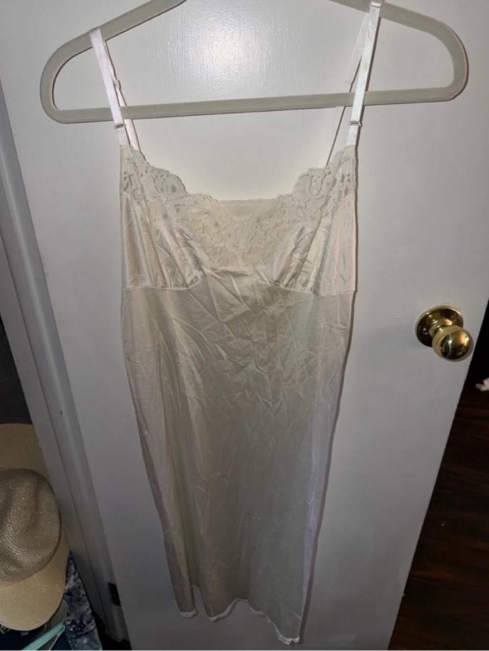 vassarette Cream Lace-Trim Slip with Adjustable Straps
